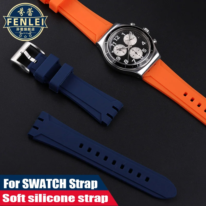 For Swatch Watch Band YVS423 YCS YAS YGS Strap Men's Concave Mouth Rubber Silicone Watch Chain 19mm 21mm High Quality Bracelet