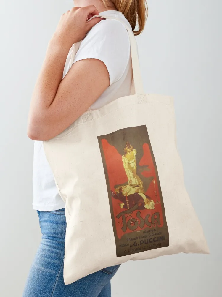

The Death of Scarpia (Poster of Puccini’s opera Tosca, 1899) Tote Bag eco pack female bag women bag