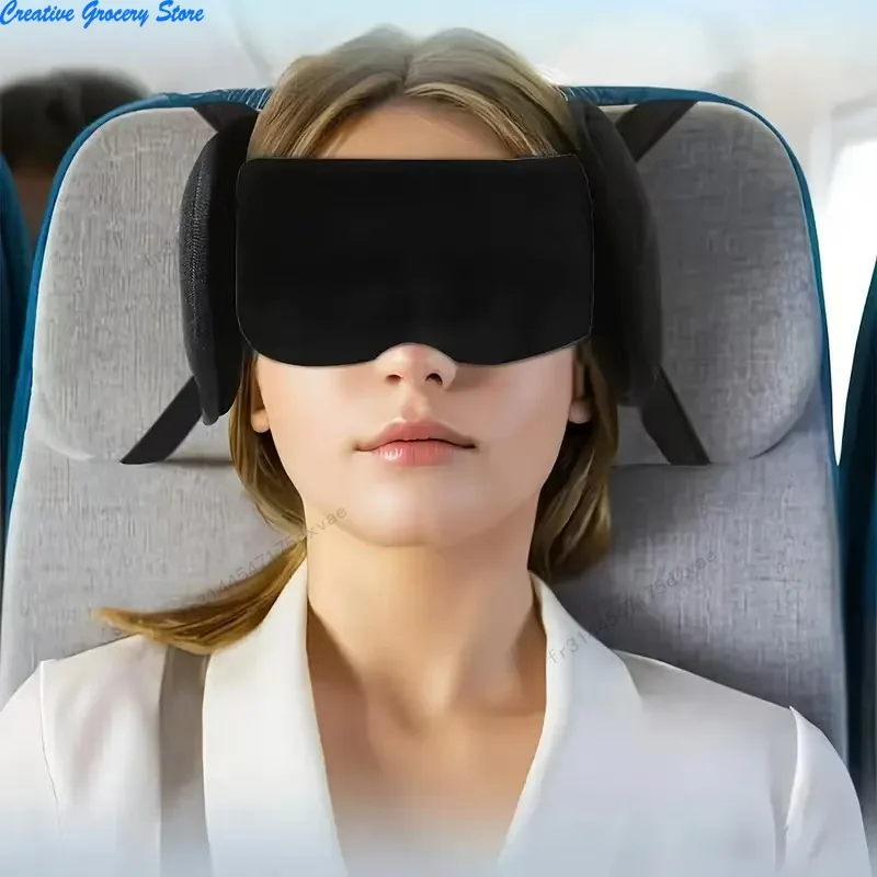 2-in-1 Reisekissen aus Baumwolle, bequeme Nackenstütze mit Augenmaske 360 °   Unterstützendes Flugzeugkissen für Reisen
