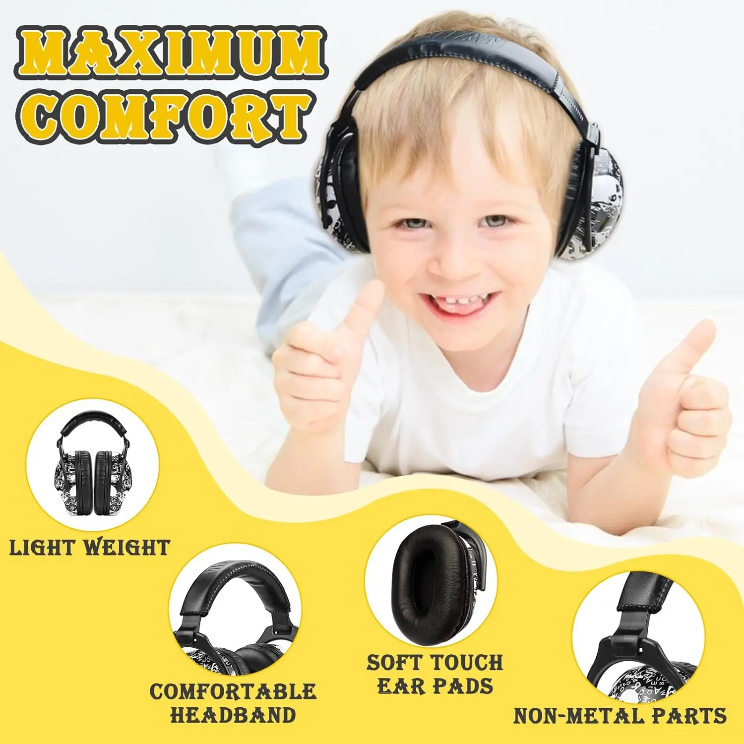 ZOHAN-Kids Hearing Protection Earmuffs, Child Noise Canceling Earmuffs for Watching Fireworks, Concerts, Air Shows