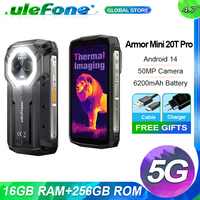 Ulefone Armor Mini 20T Pro,16 Гб + 256 Гб,5G Rugged Thermal lmaging By FLIR®,6200 мАч,Android 14,33W Charge,глобальная версия