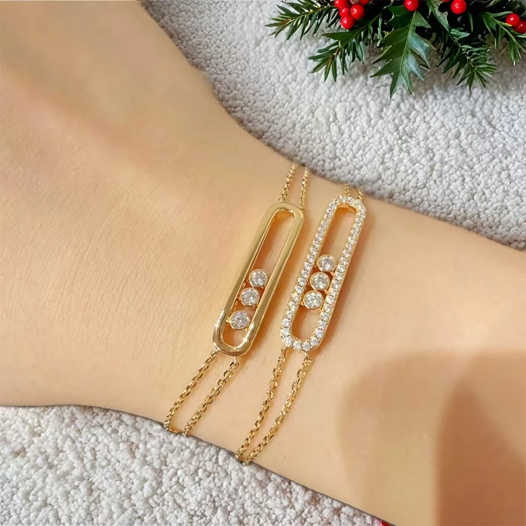 

Luxury French Classic 925 Silver Series Sliding Bracelet Exquisite Women's Wedding Bracelet Noble and Elegant temperament Gift