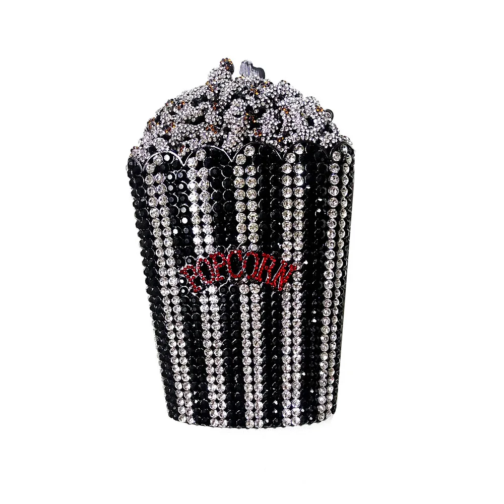 Multi Color Popcorn Ctystal Evening Clutch Purse Fashion Personality Rhinestone Party Prom Handbags Luxury Rainbow Bags for Lady