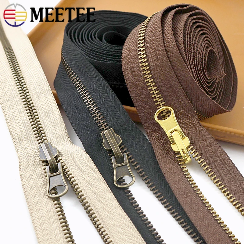 

1/2/5Meters 5# Metal Zippers With Slider for Sewing Garment Shoes Decorative Zipper Bag Clothes Zips Repair Kits Crafts Supplies