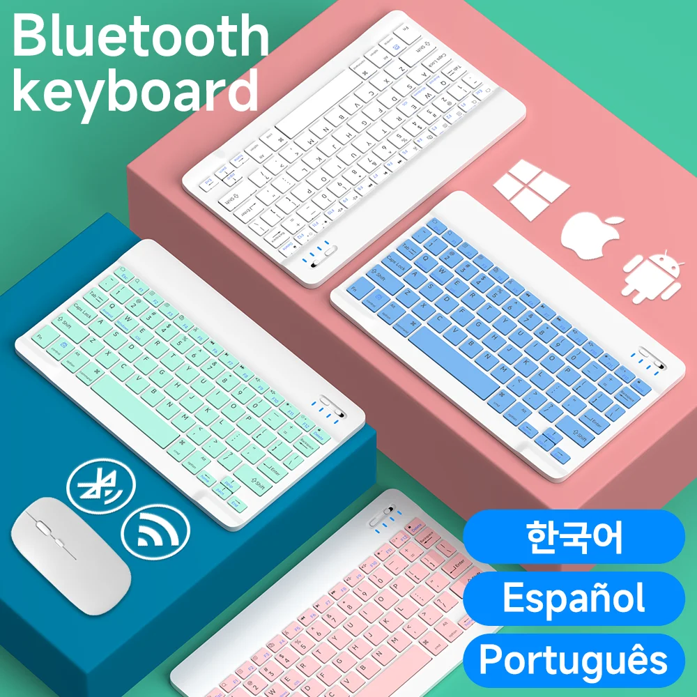 Teclado y ratón inalámbricos con Bluetooth para Android, iOS, Windows, Xiaomi, Samsung, Huawei, Apple, Tablet