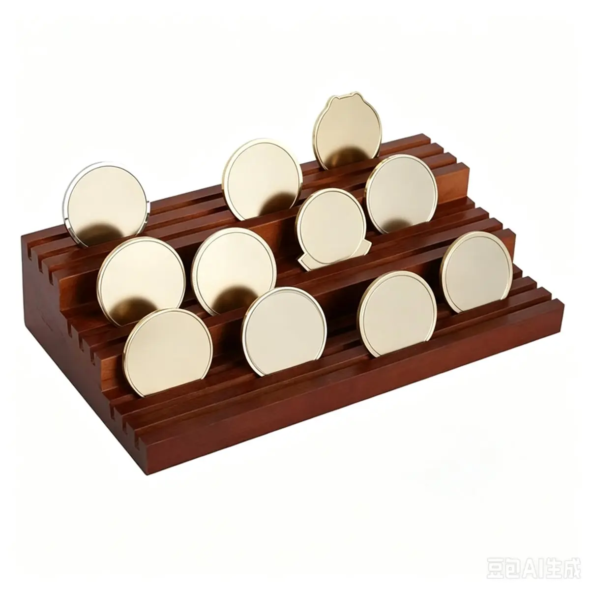 Tiered Medal Display Stand Wood Award Showcase Rack for Ribbons, Badges, Pins & Collectibles
