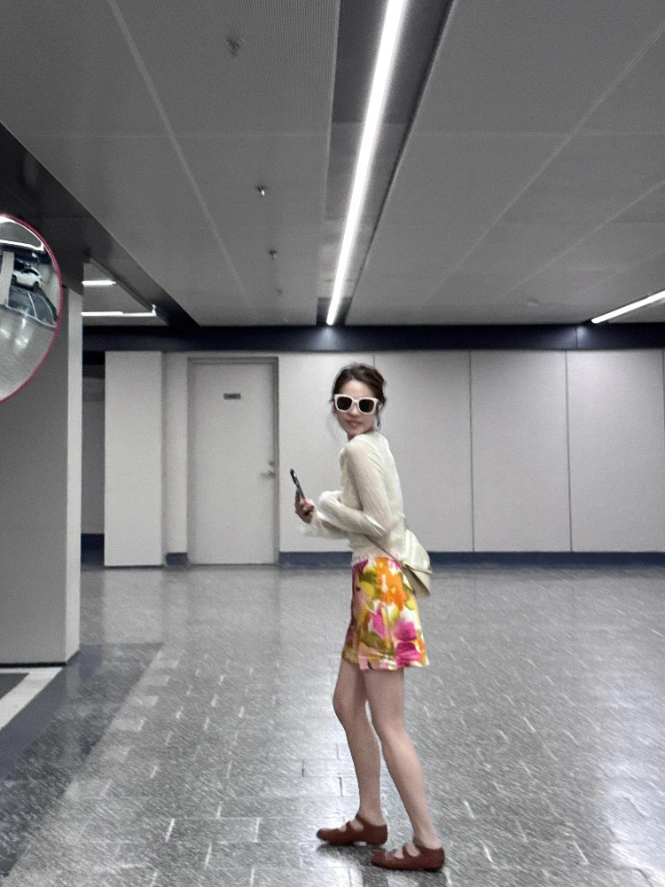 

Retro Oil Painting Floral Half Skirt Women's Spring Summer New Versatile Holiday High Quality A-Line Short Skirt