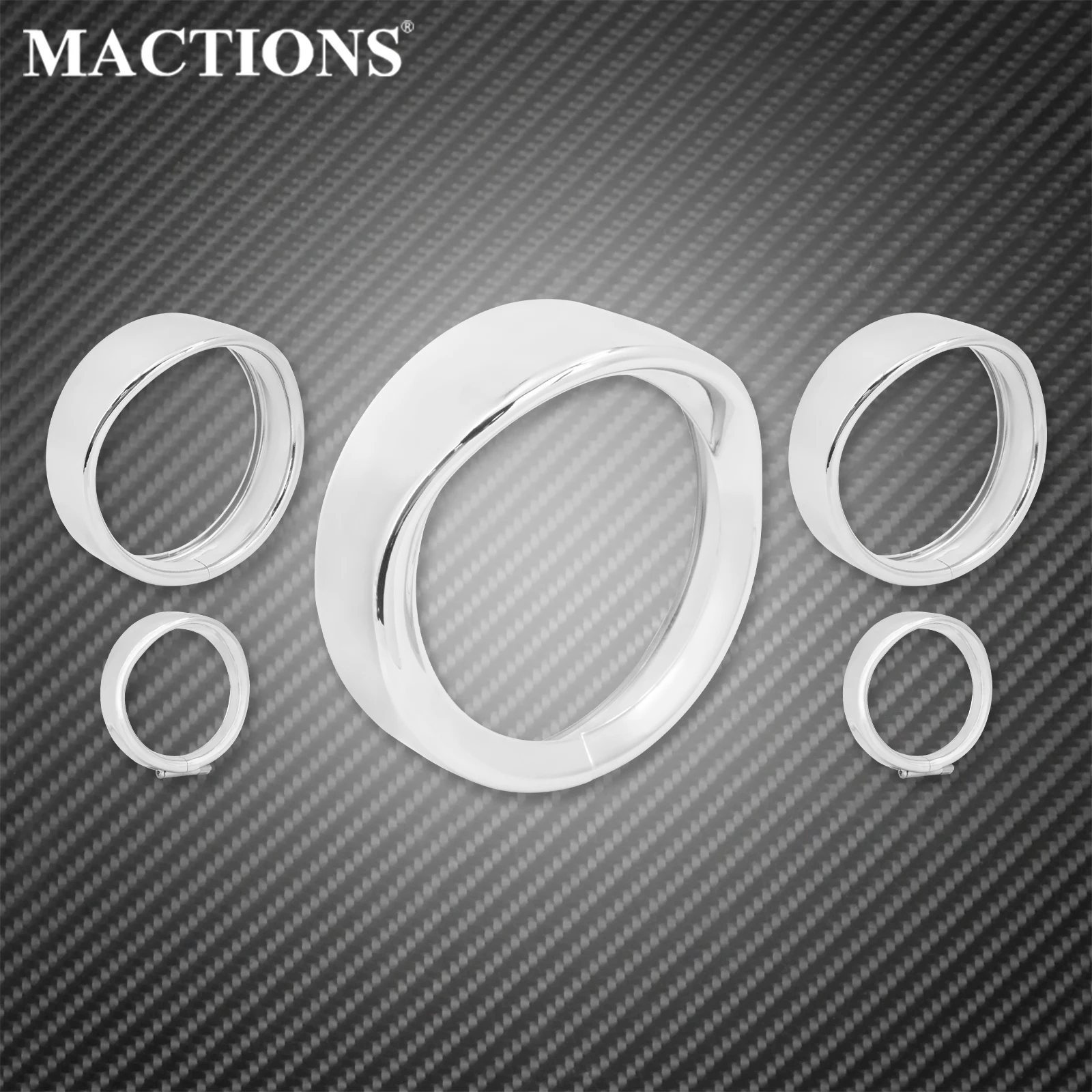 

7'' Headlight 2 Pcs 4.5'' Fog Light Cover + 2.8'' Trim Visor Style Turn Signal Trim Chrome For Harley Touring Road King Softail