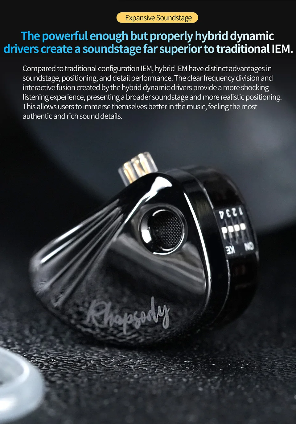 CCA Rhapsody HIFI-Kopfhörer 2DD + 4BA dynamischer Musik-Kopfhörer mit abnehmbarem Kabel, Rauschunterdrückung, kabelgebundene Kopfhörer – Detail 8