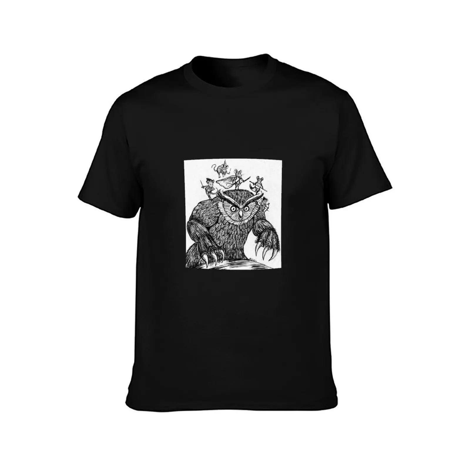 Owlbear and Mice T-Shirt Summer Casual Cotton Tee Oversized Streetwear Tops Vintage Graphic Print Loose Fit Short Sleeve