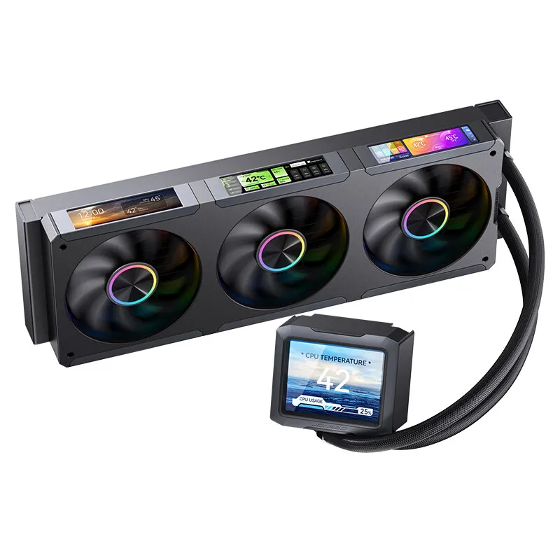 JONSBO TF3-360SC Raffreddatore d'acqua CPU all-in-one Ventola per schermo LCD IPS da 3,5 pollici da 3,38 pollici * 3 Design a 4 schermi per LGA 1851/1700 AMD AM5