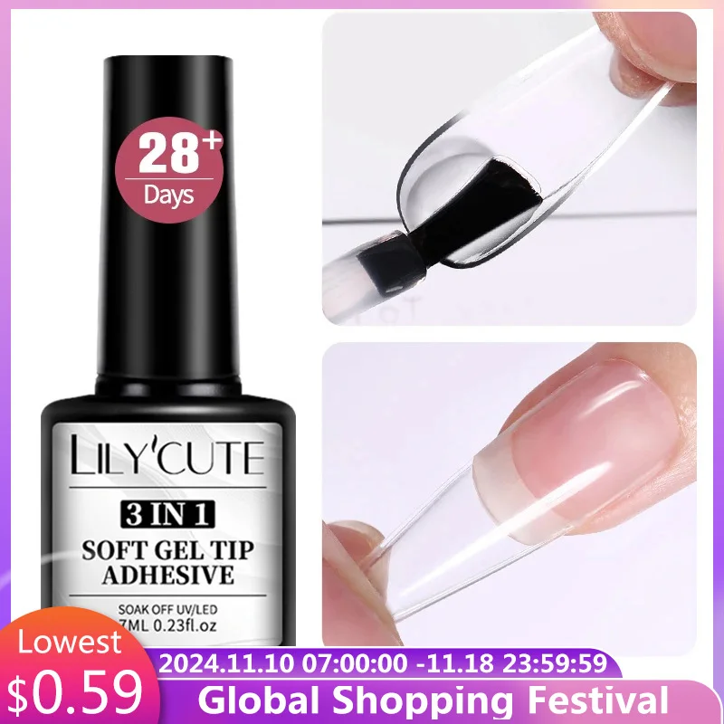 LILYCUTE 7ML Weiche Gel Spitze Kleber Für Falsche Tipps Verlängern Drücken Auf Nägel Nail art Langlebig Soak Off UV Gel Nagellack