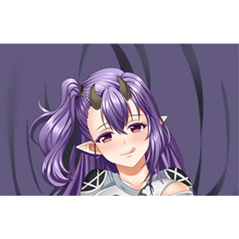 Leviathan Dakimakura Pillowcase Purple Twin Ponytail Demon Horn Elf Ear Girl Peach Skin Cushion Cover