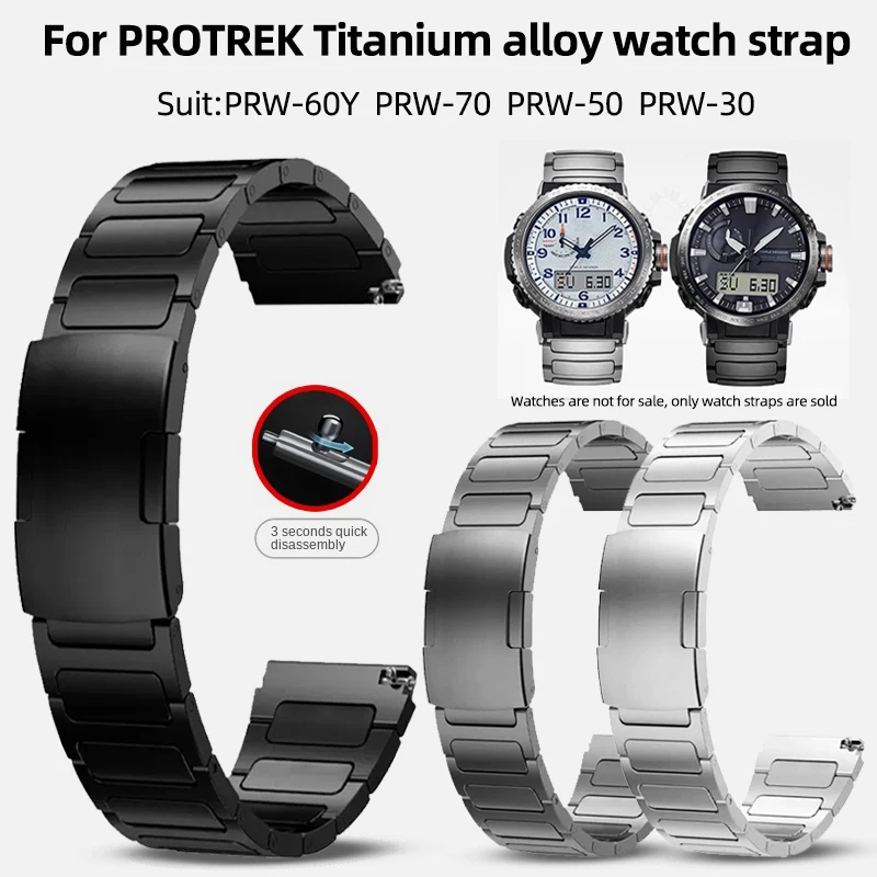 23mm high-quality titanium strap for Casio Protrek PRW-30 PRW-50 PRW-60Y PRW-70 men's watchband PRW30 PRW50 PRW60 PRW70 bracelet