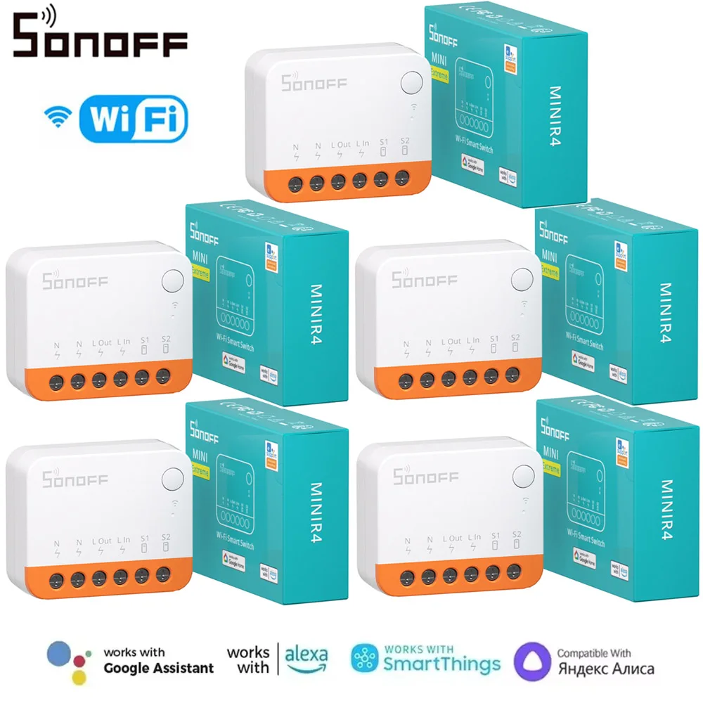 SONOFF Mini R4 Wifi Smart Switch Smart Two Way Remote Control Detach Relay Mode Smart  Home Works With Alexa Google Home Yandex