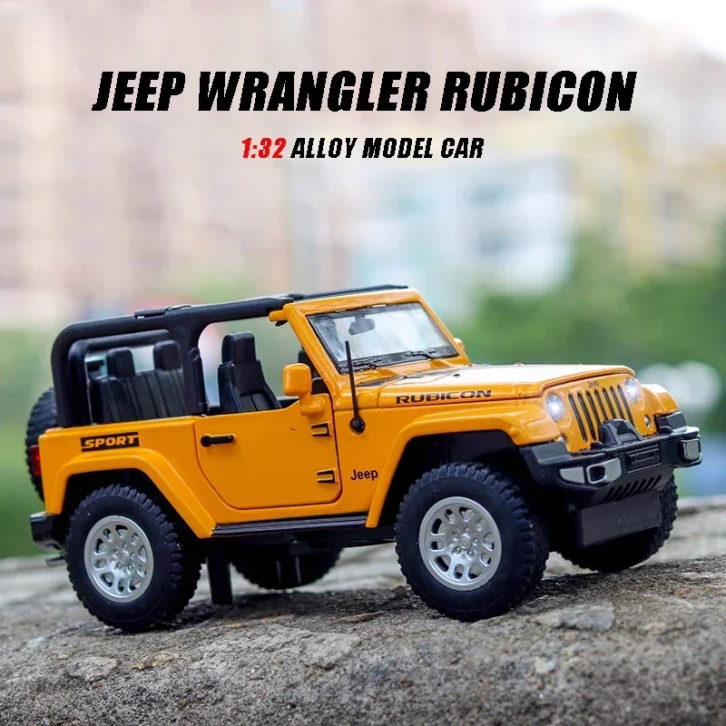 1:32 Jeep Wrangler Rubicon Legierung Auto Modell Druckguss Metall Spielzeug Offroad Fahrzeuge Sound Licht Kinder Spielzeug trend ige Display Ornament