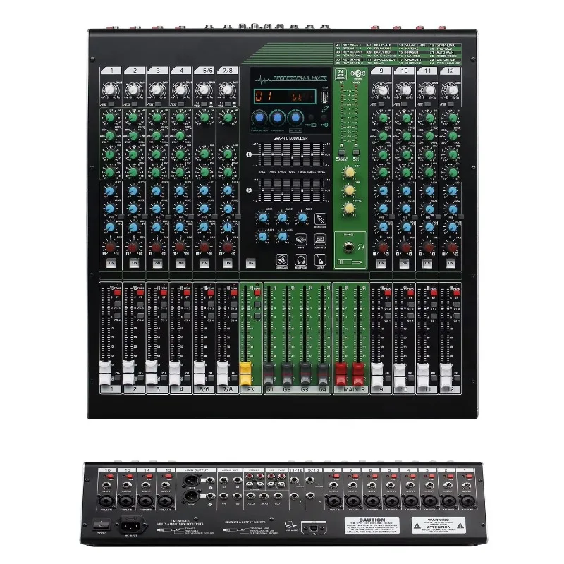 Professional 12 Channel Mixer Built-in Player ,MP3 Stage Performance Mixer Audio Professional