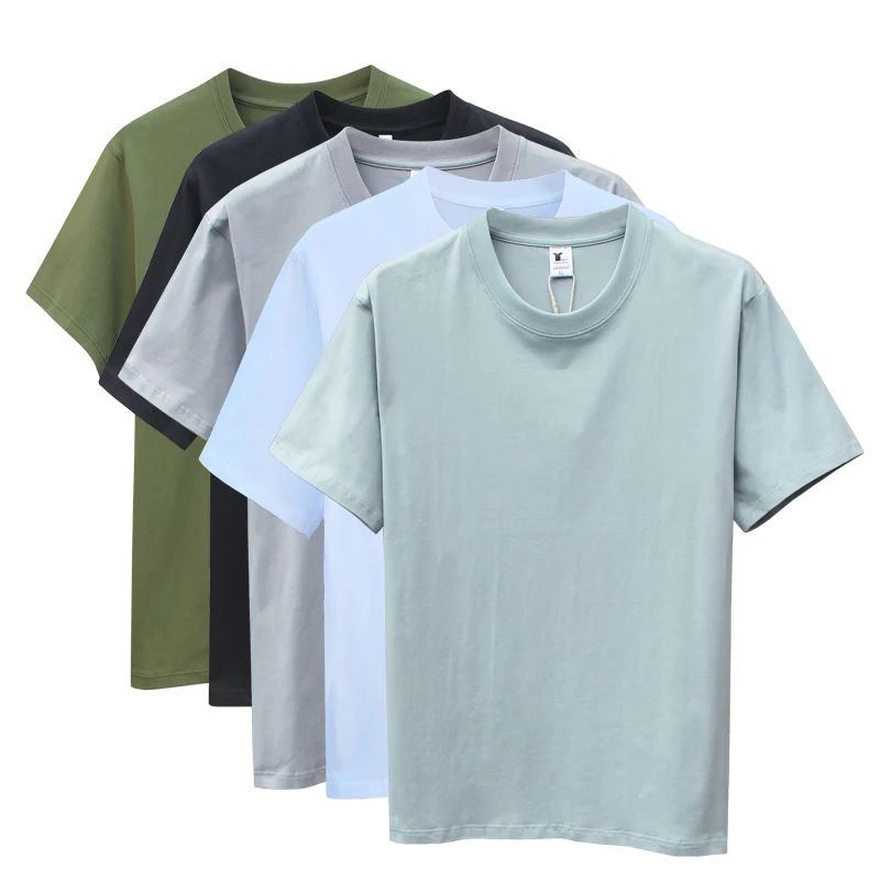 Dik effen T-shirt met korte mouwen, zomerondershirt, casual top met ronde hals voor heren en dames, kan worden gecombineerd met T-shirts, verkrijgbaar in zwart, wit, lichtblauw, lichtgrijs