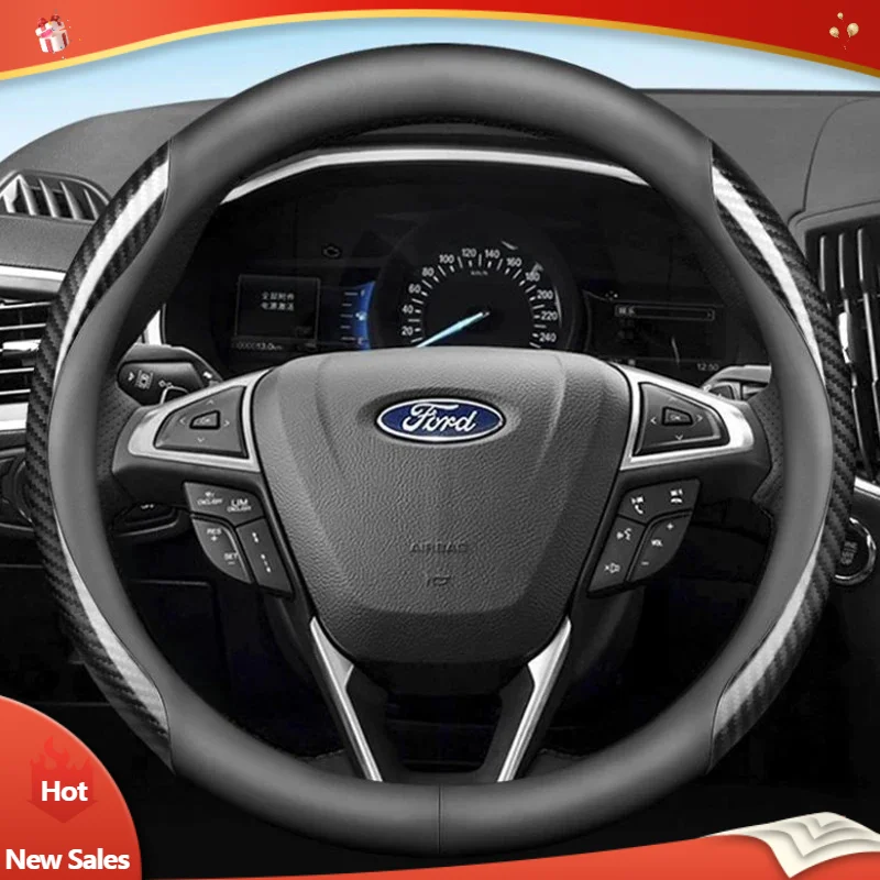 

Leather Car Steering Wheel Cover for Ford EVEREST Taurus Fiesta Shelby TERRITORY 2017 2018 2019 - 2023 2024 Auto Accessories