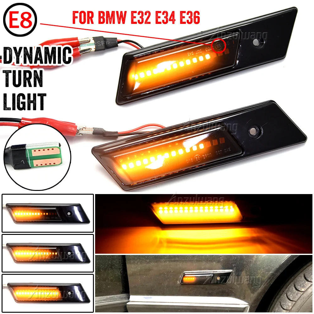 

Car LED Flashing Sequential Dynamic Turn Signal Side Marker Lamp For BMW E30 E32 E34 E36 Led Light 1990-1996 M3 M5 3 5 7 Series