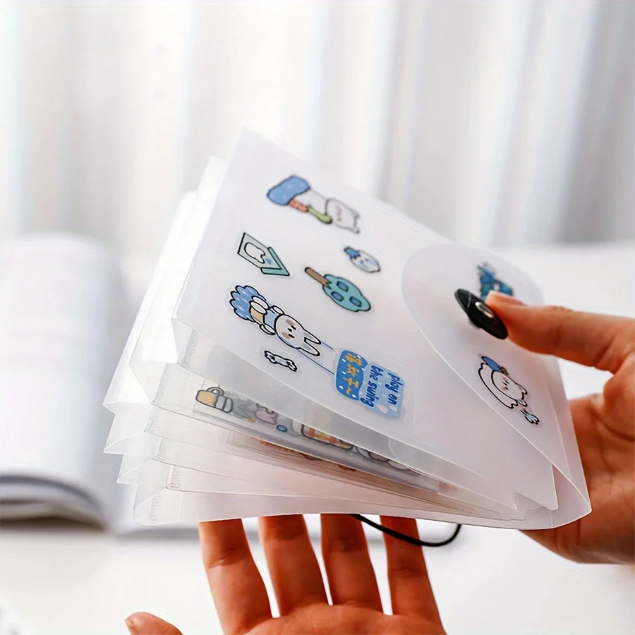 Libro di archiviazione di adesivi A6 Cartella di archiviazione di denaro trasparente Porta notebook con benda portatile Banconote di contanti Organizzare il folletto di foto dell'idolo