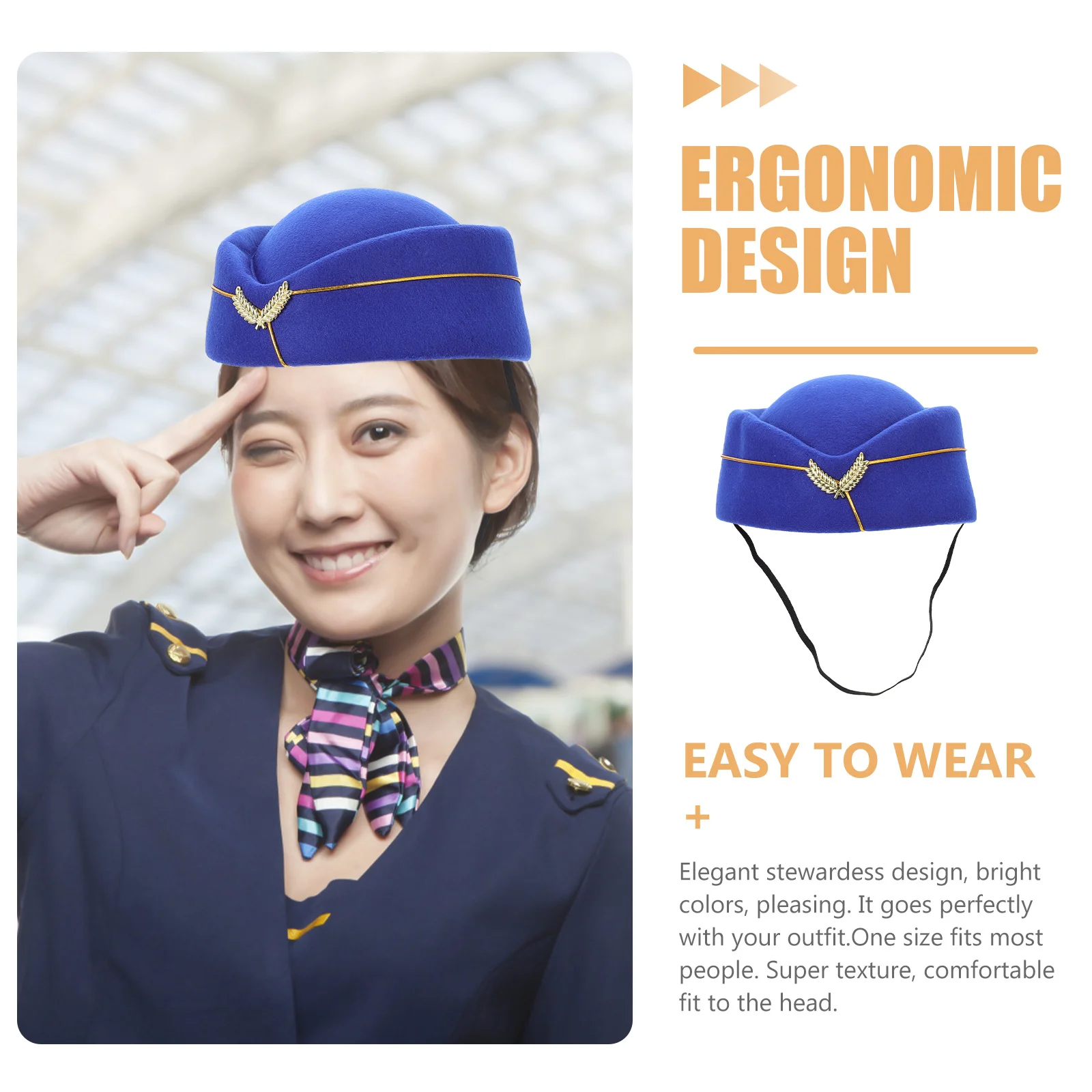 Schwarzer Hut Stewardess Baskenmütze Flugbegleiter Zubehör Kleidung Cosplay Uniform Damen