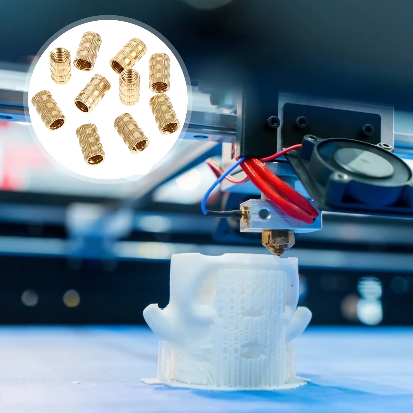 

10Pcs Female Thread Brass Knurled Insert Embedment Nuts M10x115x20 High Strength Tapered Hole Installation 3D Printer