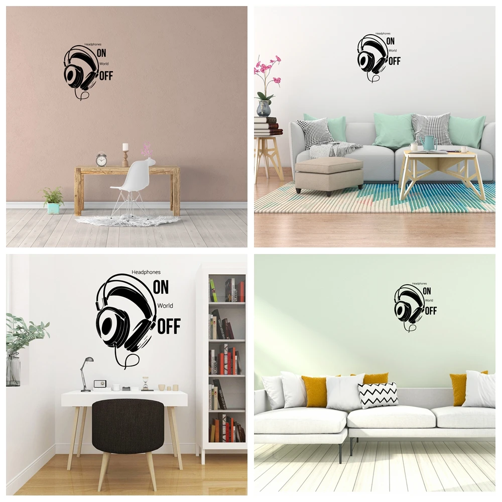 

1 pc home decor headphone Wall Decal bedroom gameroom Removable Mural Living Room Bedroom Wall Art MURAL Drop Shipping