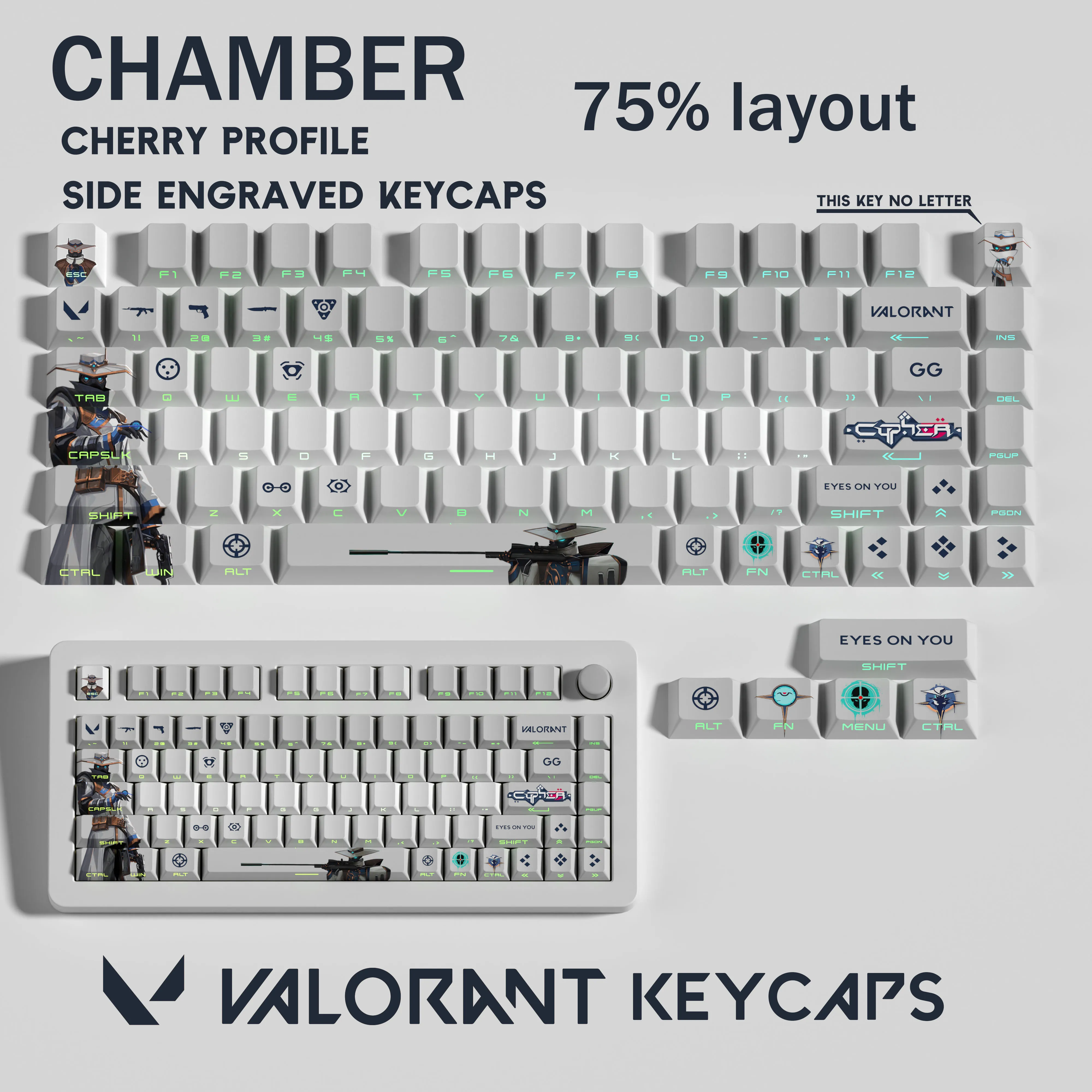 

Колпачки клавиш Cypher KEYCAPS Valorant Cherry Profile GAME Колпачки клавиш для механической клавиатуры