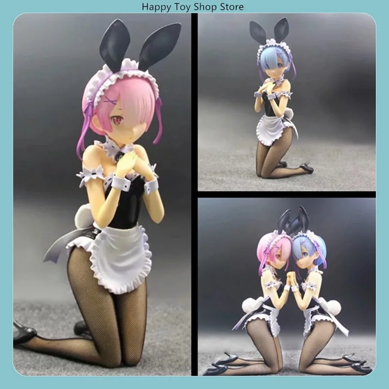 

30 см Re: Zero Rem Ram Bunny Girl на коленях, аниме, фигурка девушки, модель статуи, коллекция, украшение для рабочего стола, орнамент, игрушки