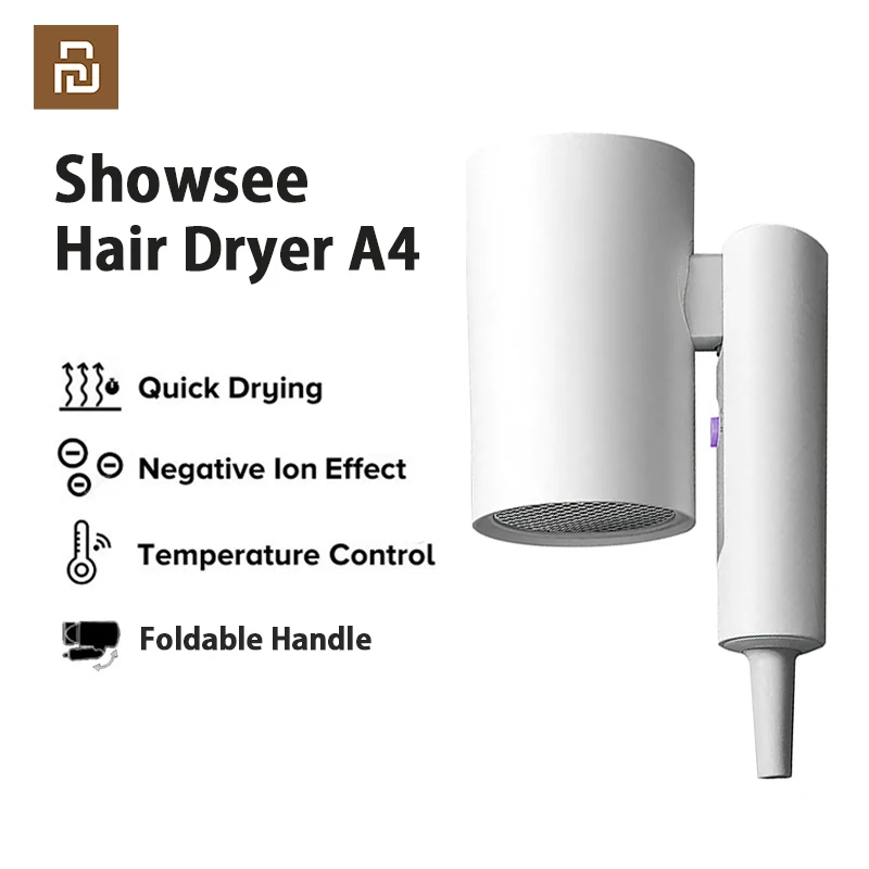 ShowSee A4 Hair Dryer Foldable Anion Hair Dryer Negative Ion 1800W Diffuser Hair Dryer Hair Care Quick Dry Hair Blower