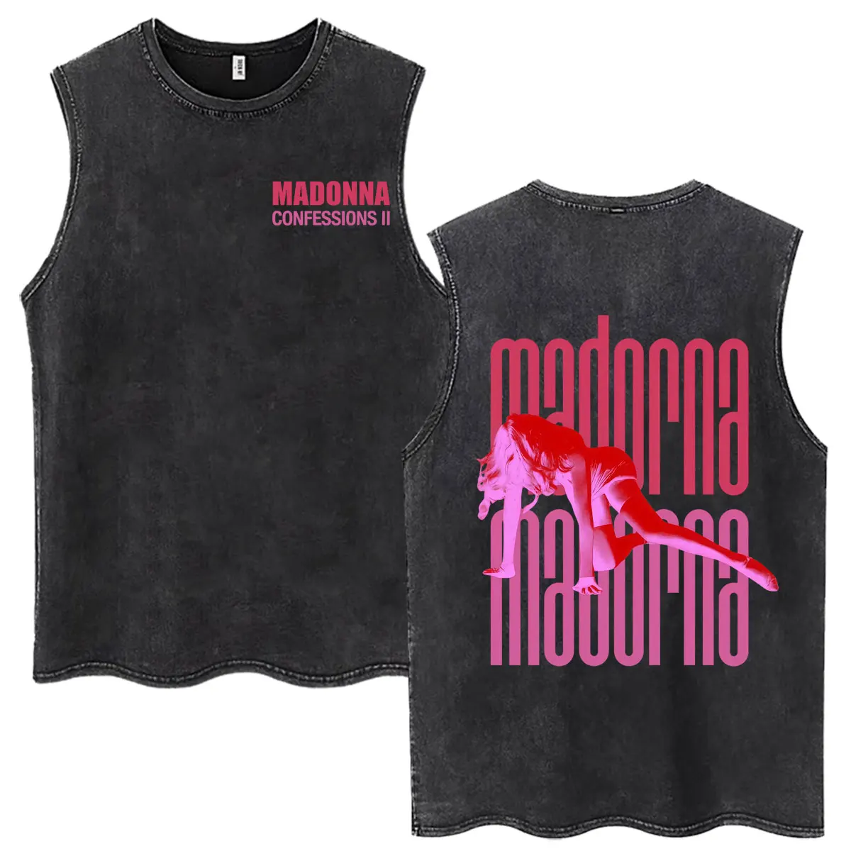 Madonna CONFESSIONS II Album Tour 2026 Print Vintage Washed Vest T-shirt Men Women Aesthetic Trend Loose Casual Cotton T-shirts