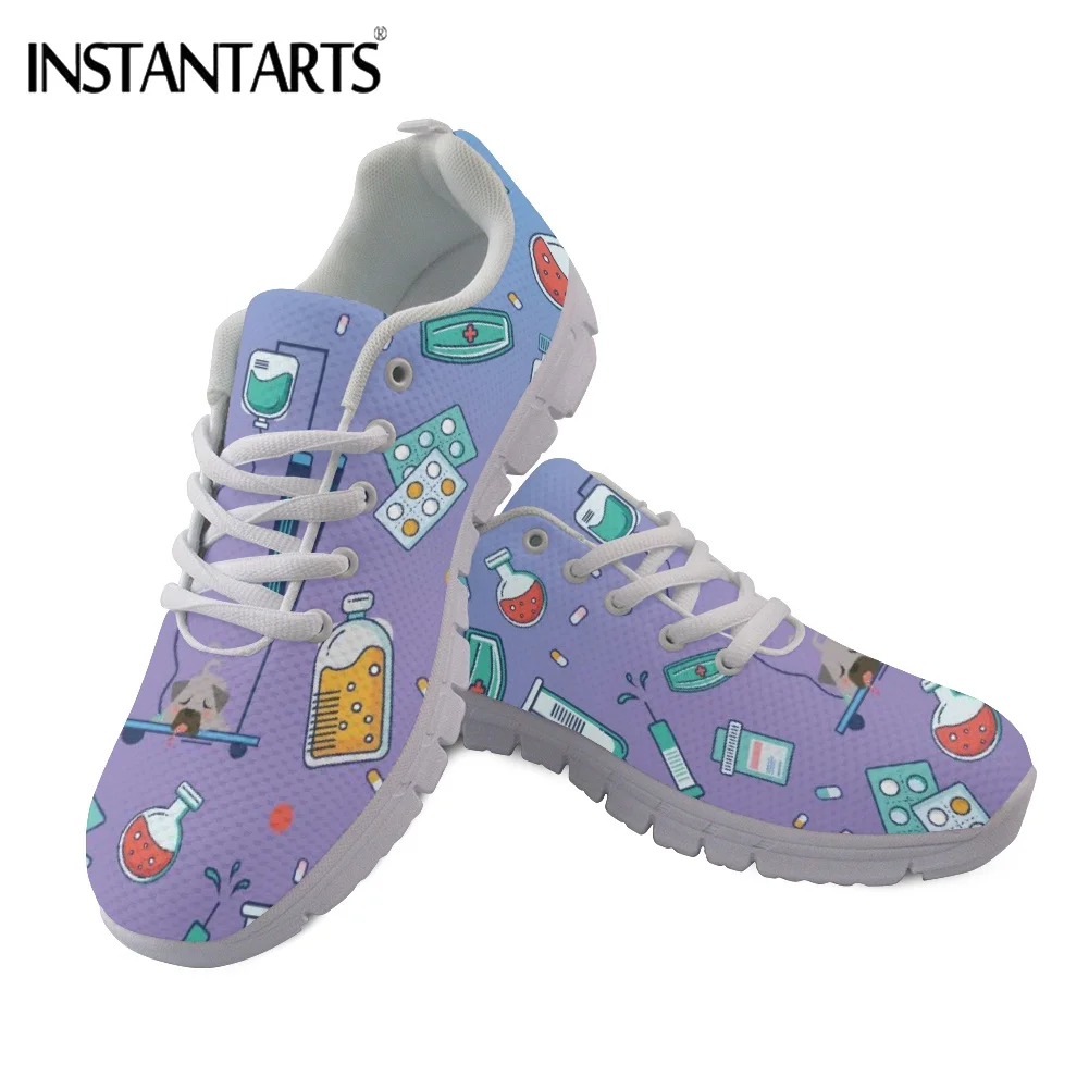 

INSTANTARTS Fashion Sneakers For Women's Medical Appliance Printing Hot Selling Girls Walk Mesh Flats Shoes Breathable Mujer