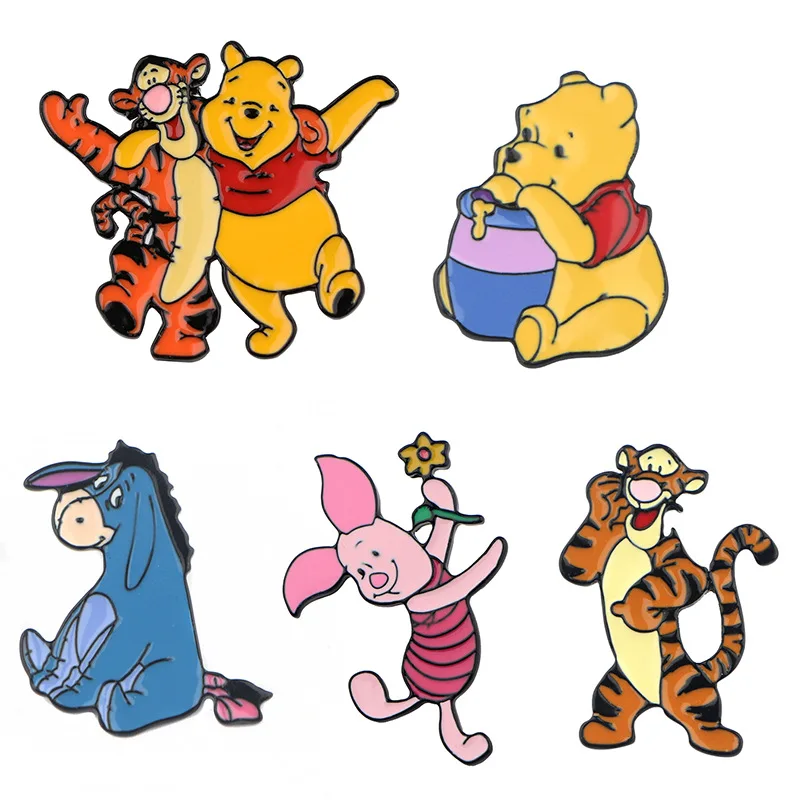 Pin esmaltado de la serie Pooh Bear and His Friends de dibujos animados de Disney para mochila, sombrero, insignias de Metal, broche, regalos para fanáticos y amigos