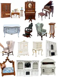 1:12 Doll New Diy Miniature Dollhouse Cabinet Locker Mini Carved Piano Soft Chair Miniature Dollhouse Furniture
