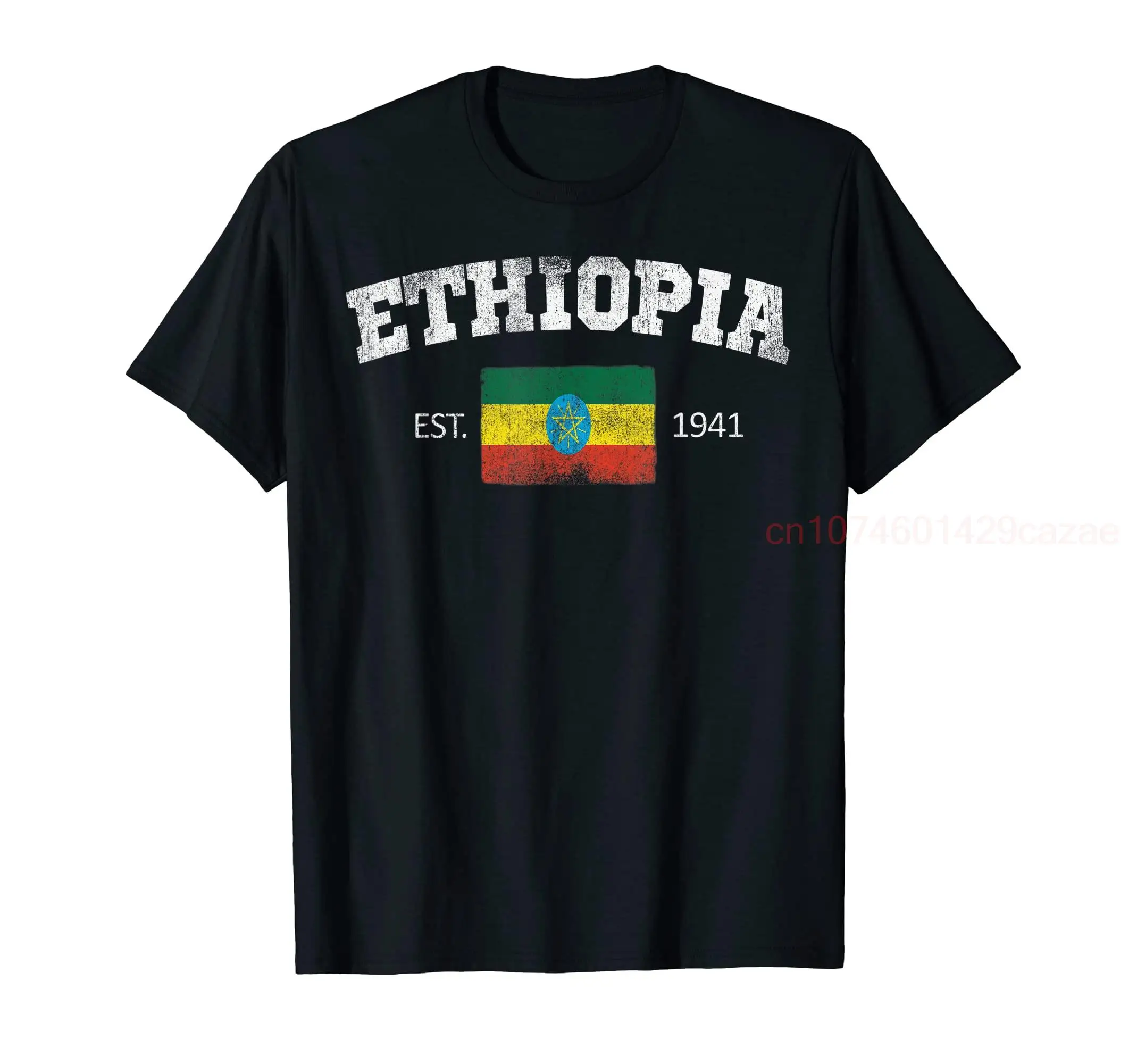 100% Cotton Vintage ETHIOPIA Independence Day Flag Est 1941 Souvenir T-Shirt Gift Hip Hop MEN WOMEN UNISEX T Shirts