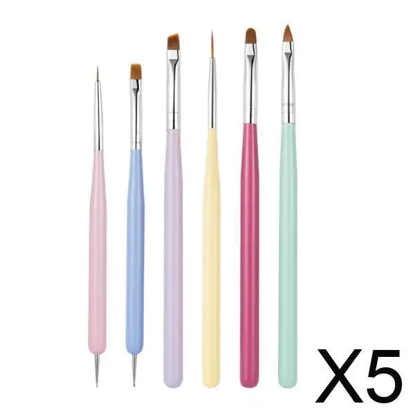 

5x 6pcs Nail Art Drawing Brush Double Ended Pen Palette Knife Stick
