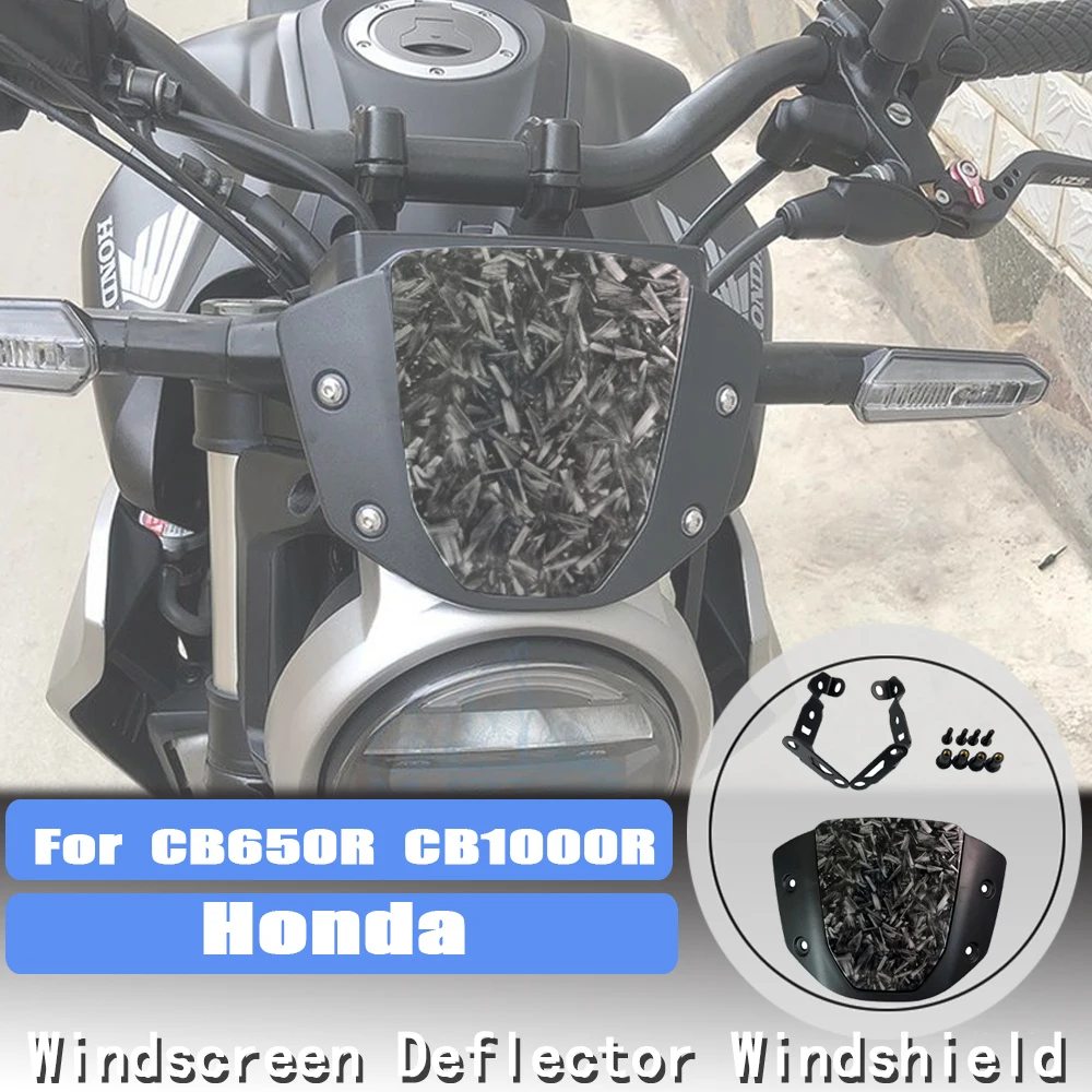 Für Honda CB650R 2019-2023 CB1000R 2018-2019 cb650r Windschutzscheibe Motorrad Windschutzscheibe Carbon faser muster Deflektor Abdeckung