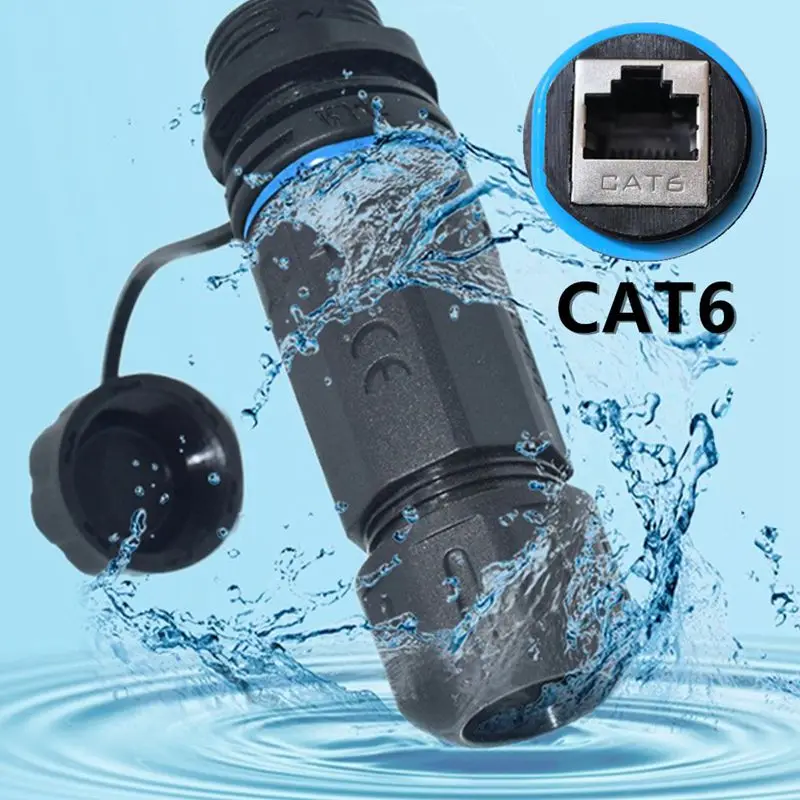 IP68 Waterproof CAT6 Gigabit Shielded RJ45 Female to Female M23 Panel Fixed Waterproof Ethernet Connector LAN Connector