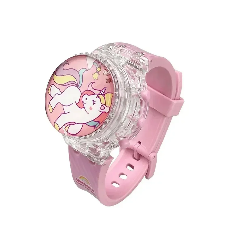 New Fashion Creative Gyro Turntable Unicorn Light up Watch Students Watch Colorful Horse Light up Electronic Display