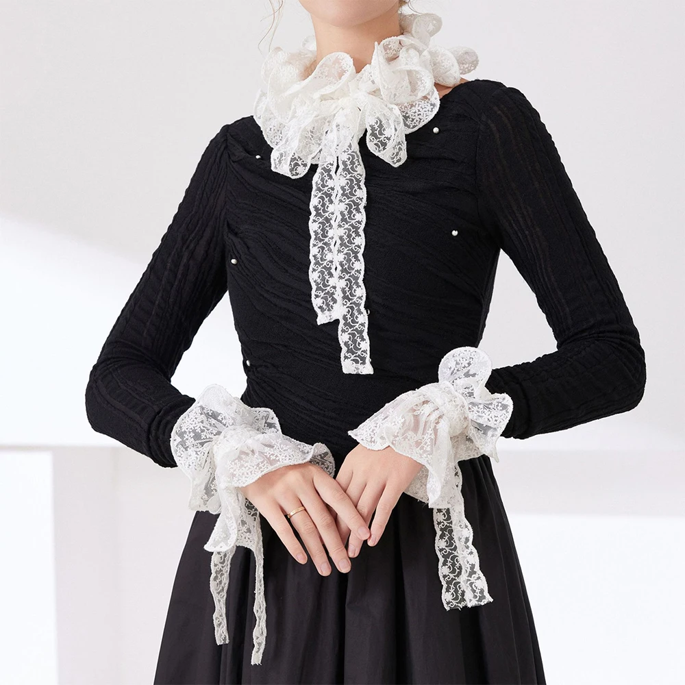 Large Lace Cuffs White Removable Adjustable Strap Fake CuffsCollar Sweater Cuff Bridal Gowns Cosplay Lolita Costume Accessories
