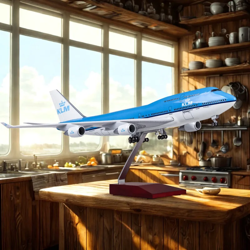 

Домашний декор B747 Klm Модель 47 см Масштаб 1:130 Самолет со светом и колесами Модели самолетов из смолы для сбора подарков авиации