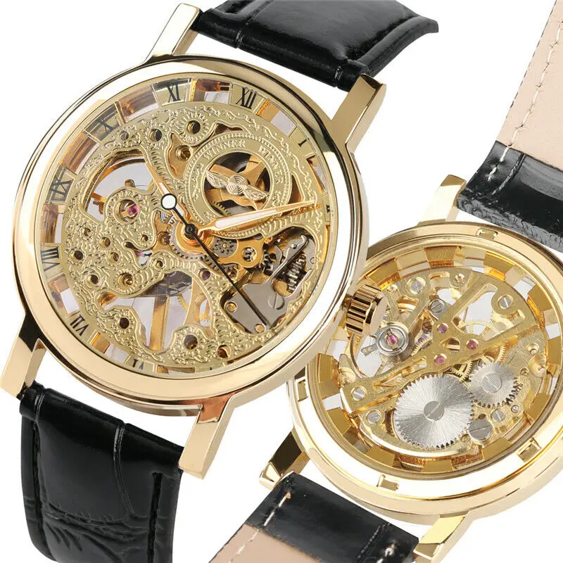 

Luxury Brand New Style Mens Skeleton Elegant Wrist Watch Dress Mechanical Hand Winding Watch Montre Homme Reloj Hombre