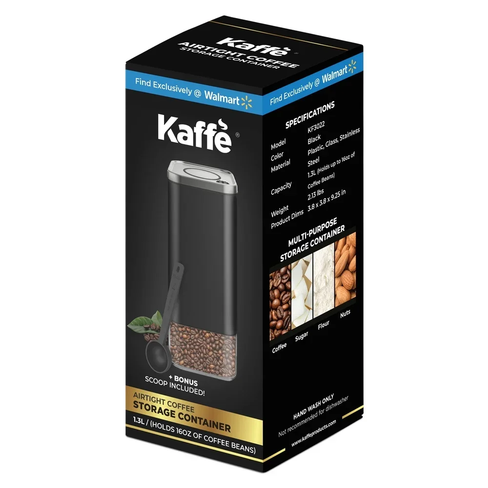 Contenitore da cucina ermetico Contenitore per caffè con paletta in vetro borosilicato e acciaio inossidabile Fagioli perfetti Spezie Cereali