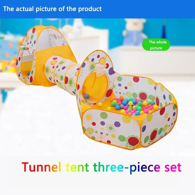 Tienda de campaña plegable para niños, parque infantil 3 en 1 para bebés, pelotas de interior para piscina seca con juegos de túnel de poliéster para niños