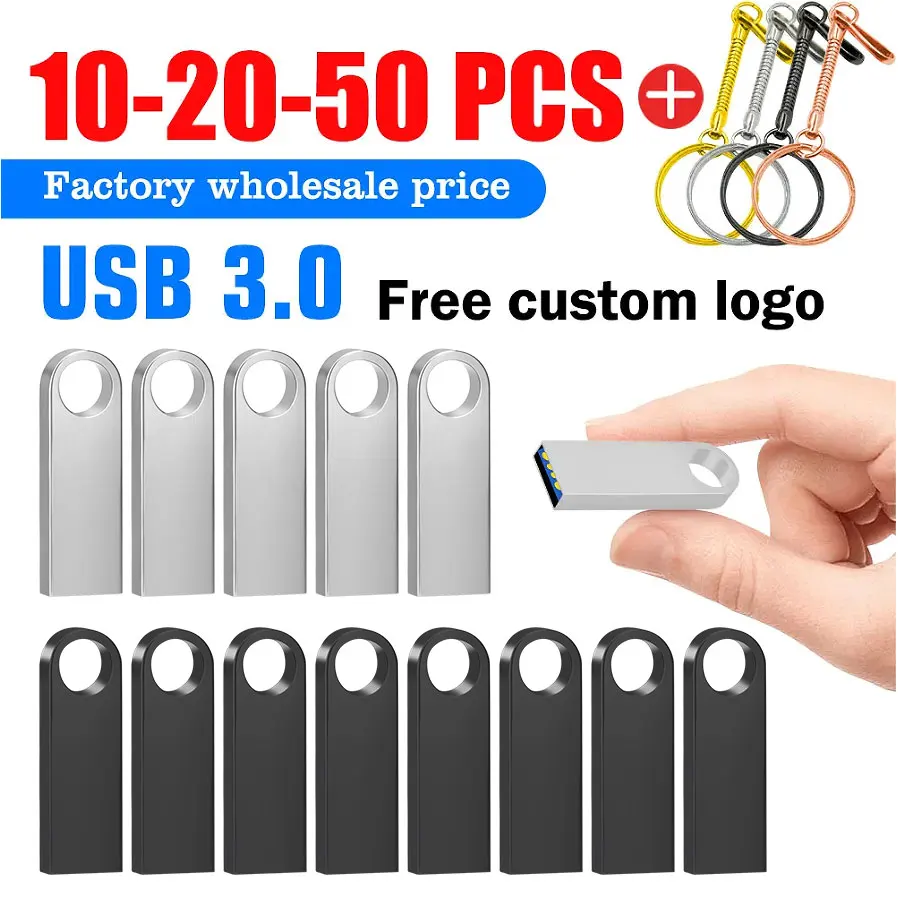 

10 20 50Pcs/lot Metal Flash Drive 4GB 8GB Pen Drive 16GB 32GB cle USB Stick 3.0 UDP Memory Flash Drive 128GB Free custom logo