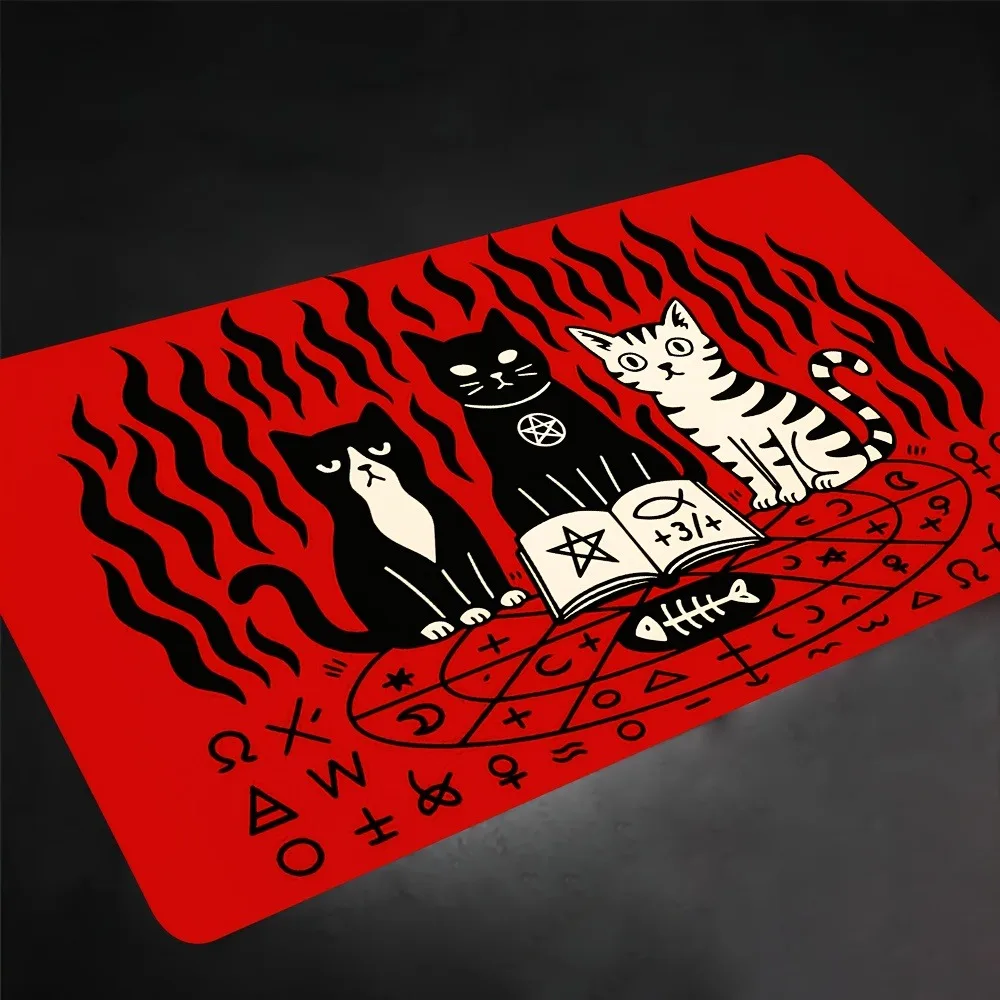 Mysterious Cat Dark Magic Ritual Game Mat Card Game Mat, suitable for trading card games, tabletop games, game accessories