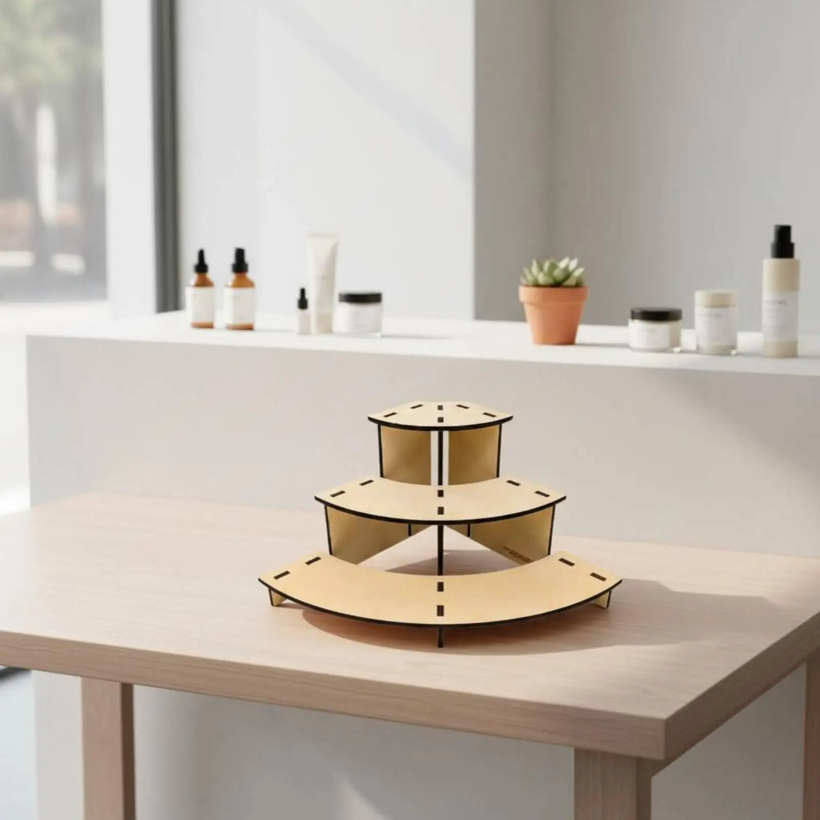 Wooden Tabletop Display Shelf Multi Layer Riser Stand Tiered Storage Organizer for Home Office Party Corner Decor