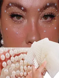 900pcs/ Sheet 3D Pearl Face Jewels Eyeshadow Stickers Self Adhesive Face Body Eyebrow Diamond Nail Stickers Diamond Decoration