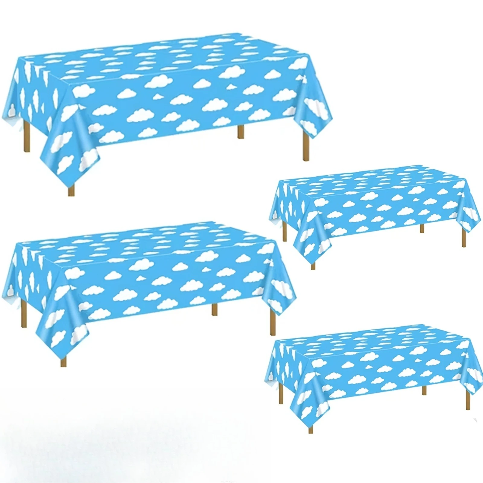 1/2/3PCS Blue Sky and White Clouds Disposable Tablecloth Cloud Pattern Plastic Tablecloth Sky-Themed Decorations